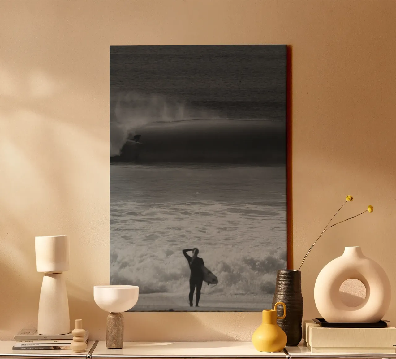 Bewondering - Retro Surf Fotografie Print voor Oceaanliefhebbers canvas met Baklijst van Barefoot Visuals