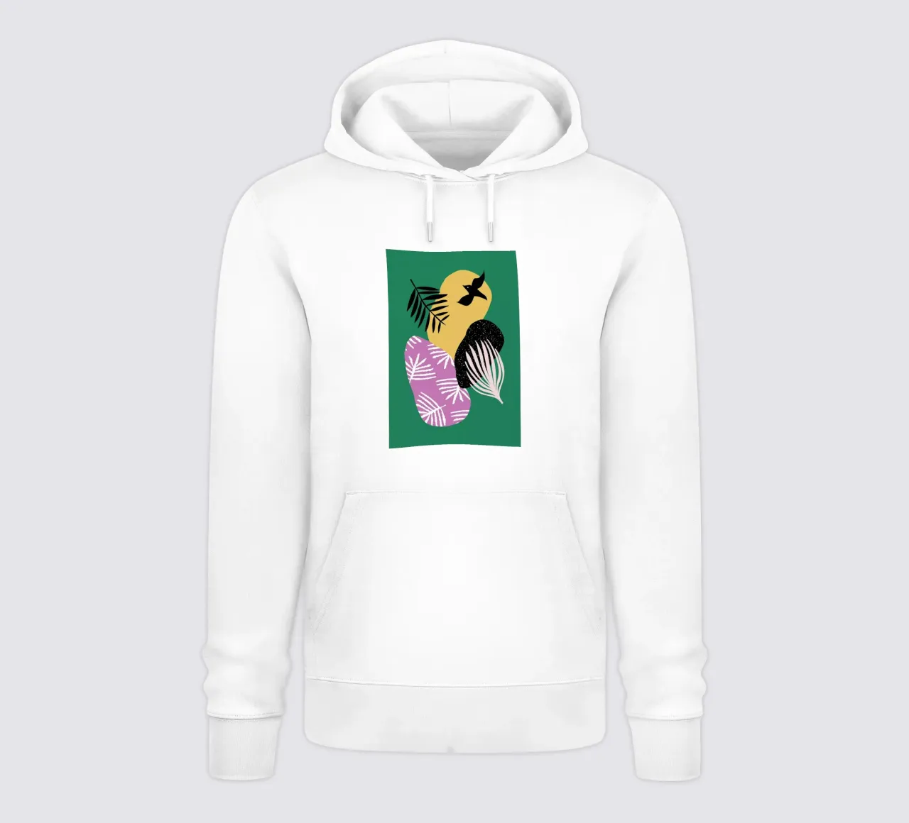 Tropical Bird in Green felpa con cappuccio da Linda Gobeta