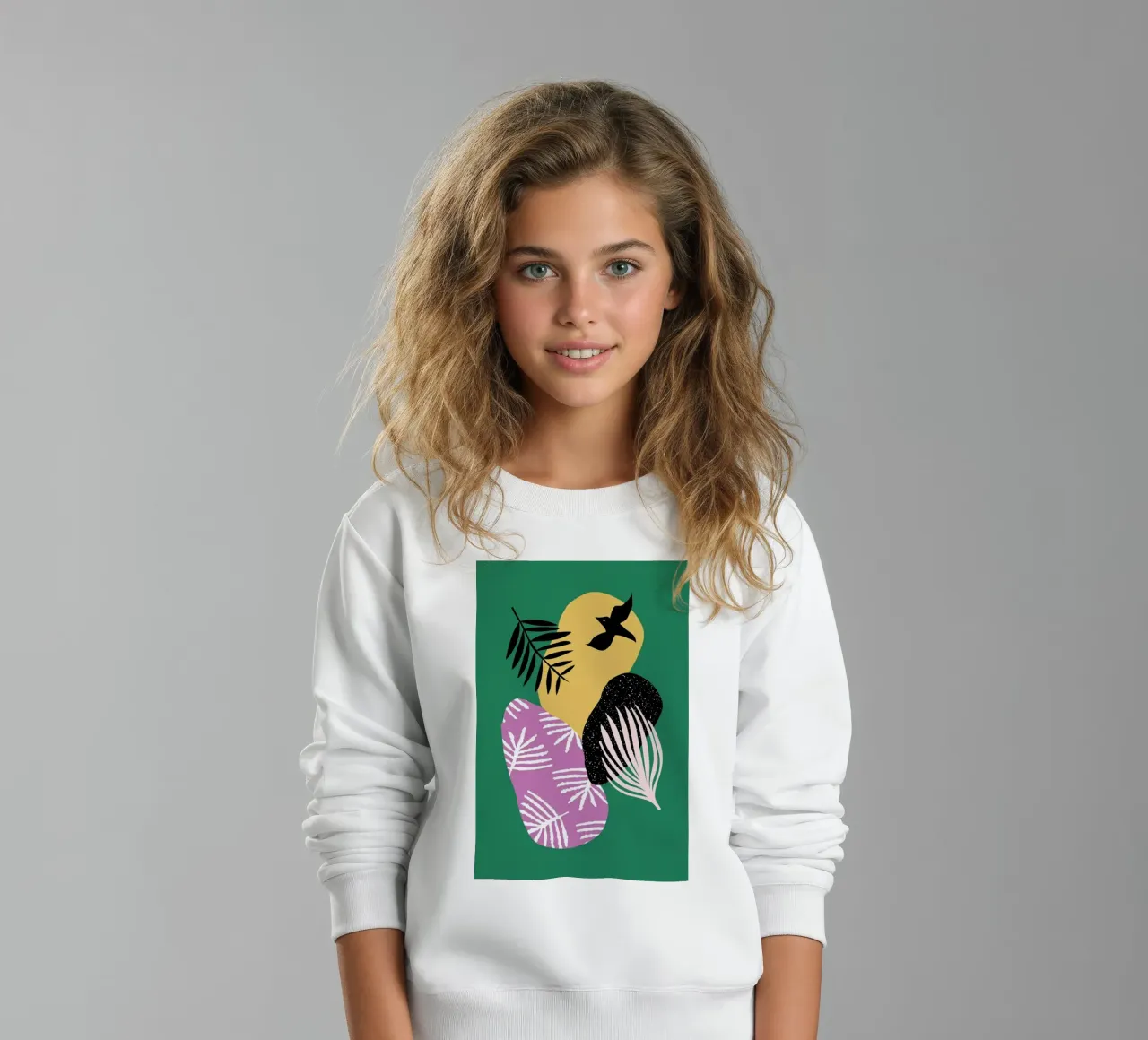 Tropical Bird in Green felpa bambino da Linda Gobeta
