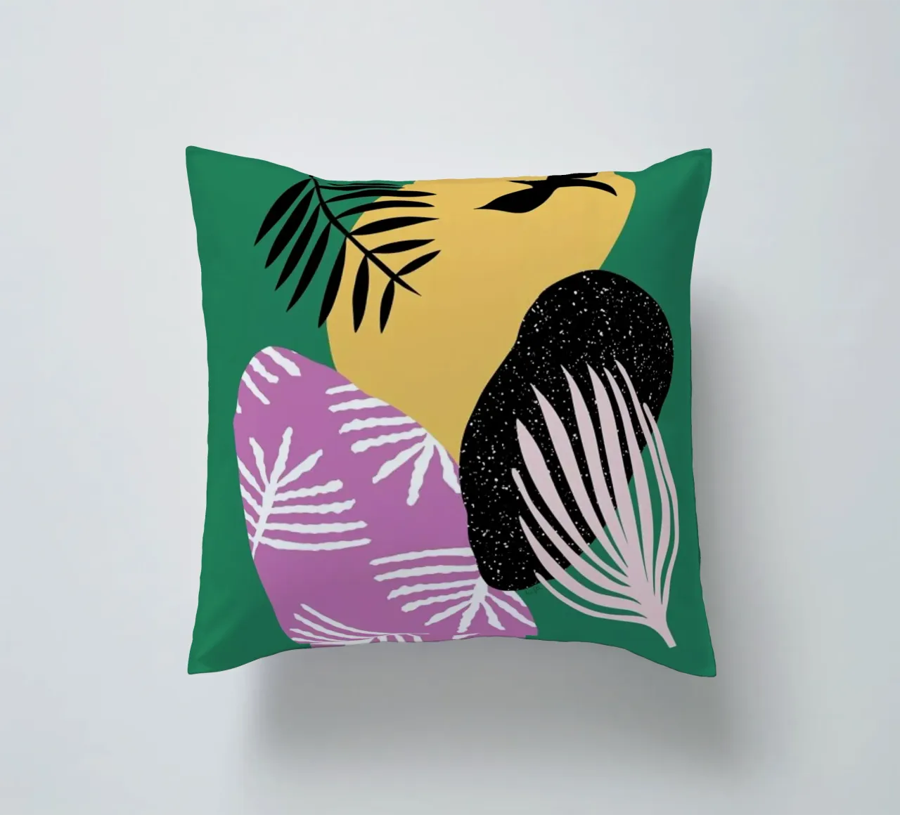 Tropical Bird in Green cuscino da Linda Gobeta