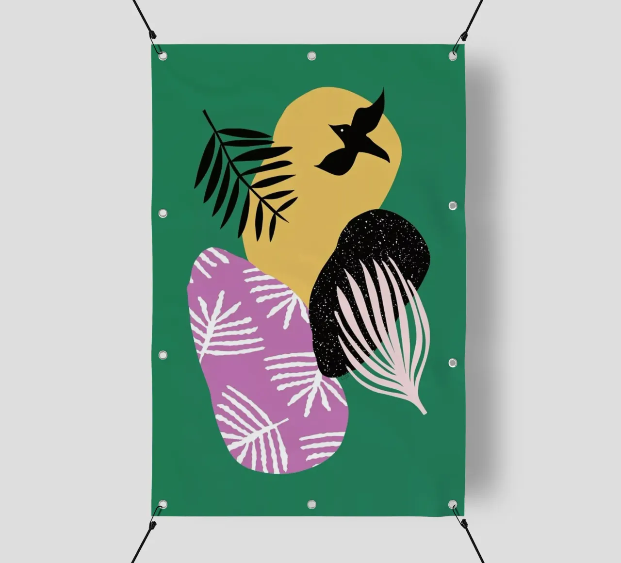 Tropical Bird in Green telo in pvc da Linda Gobeta