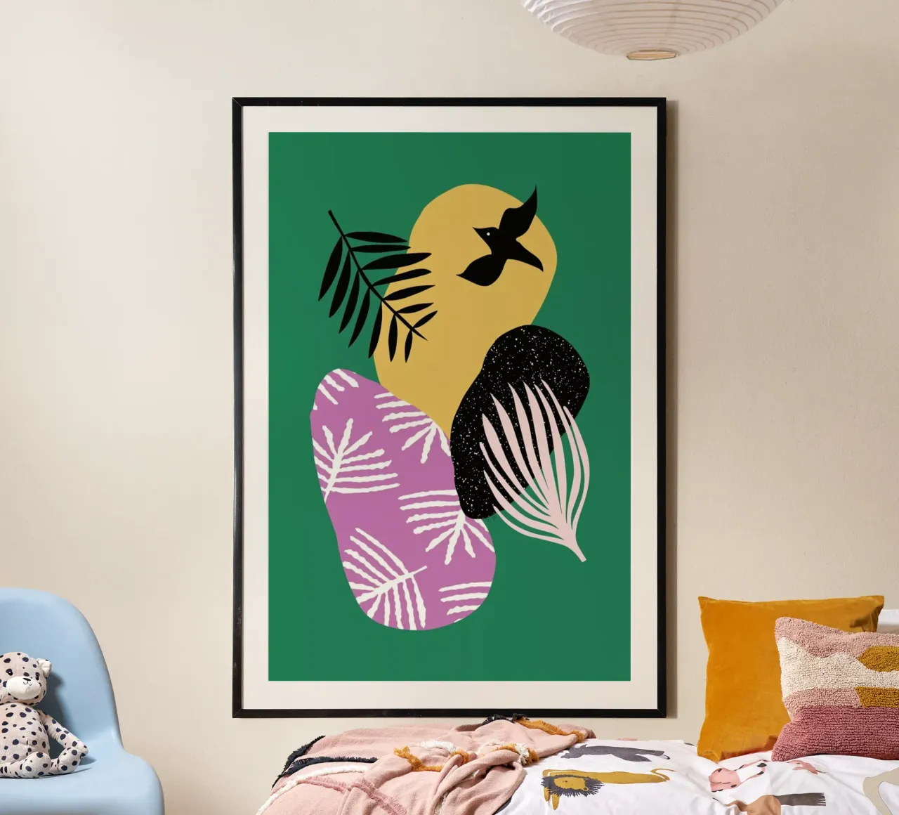 Tropical Bird in Green carta hahnemühle da Linda Gobeta