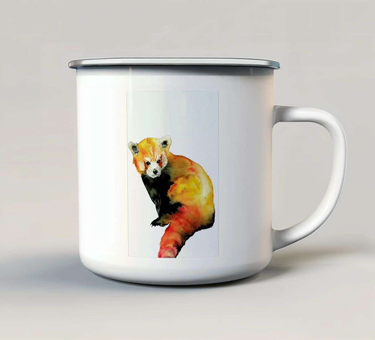 Red Panda tazza in smalto da Larissa van der Laan