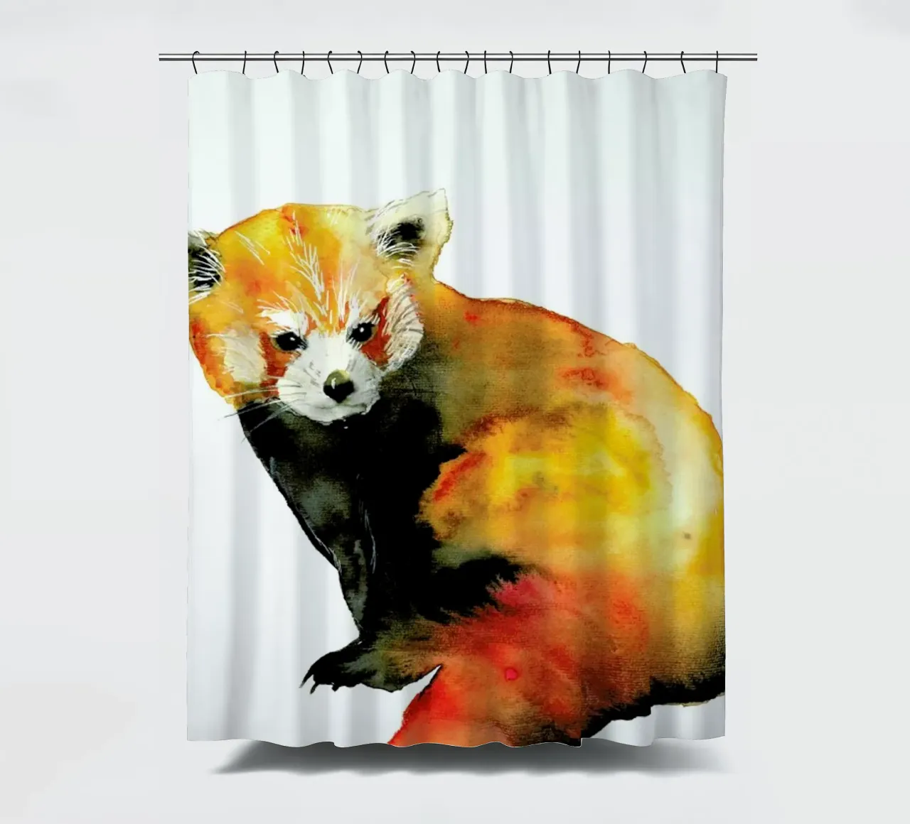 Red Panda shower curtain by Larissa van der Laan