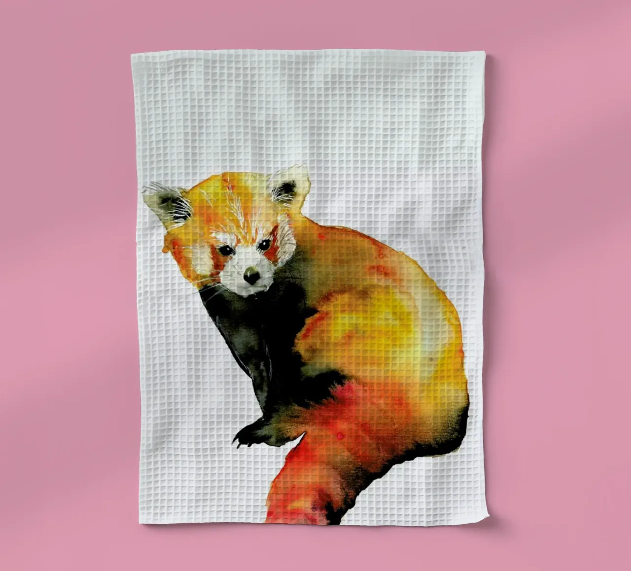 Red Panda tea towel by Larissa van der Laan