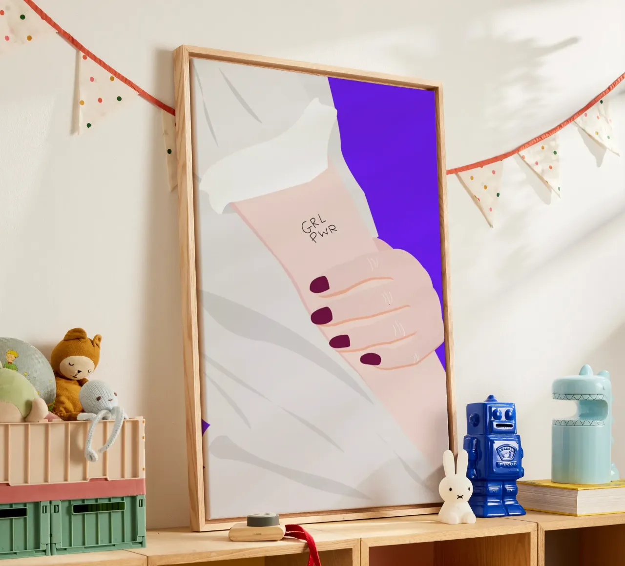 Grl Pwr canvas met Baklijst van Céleste Wallaert
