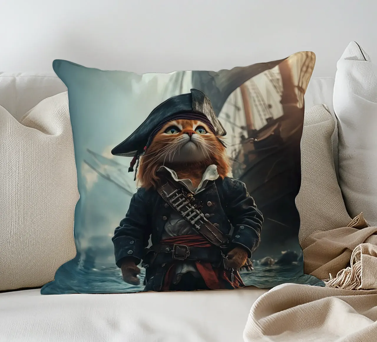 He is a pirate No. 03 cuscino da lazydaypaper