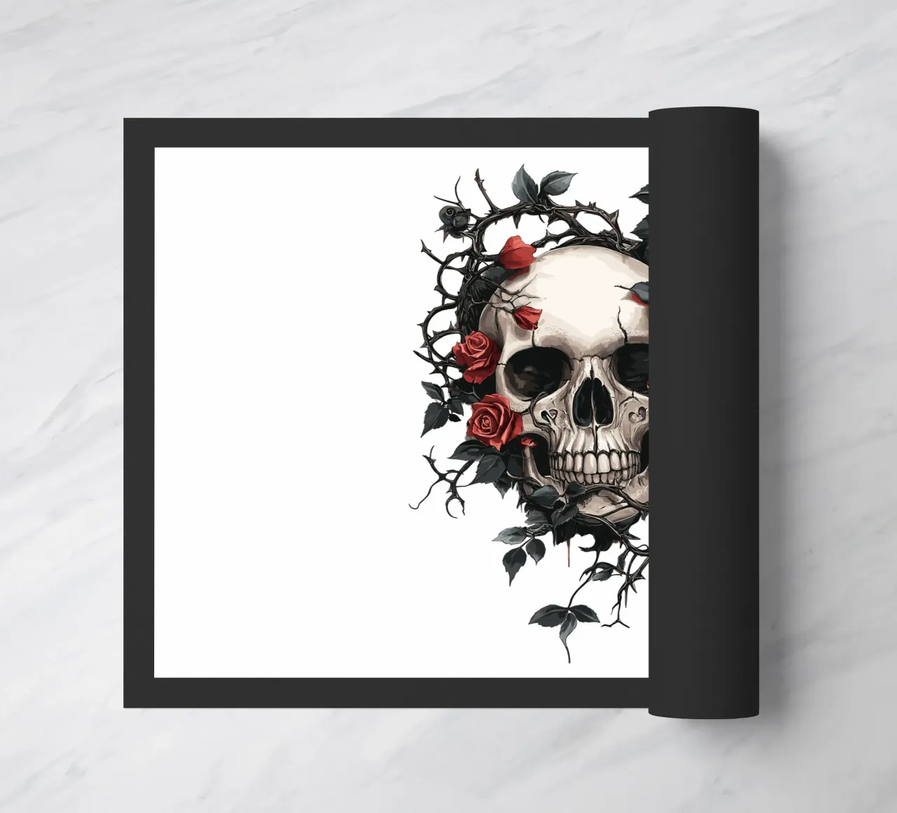 Teschio con rose rosse e spine - Gotico zerbino da pixelbull - medieval art and more