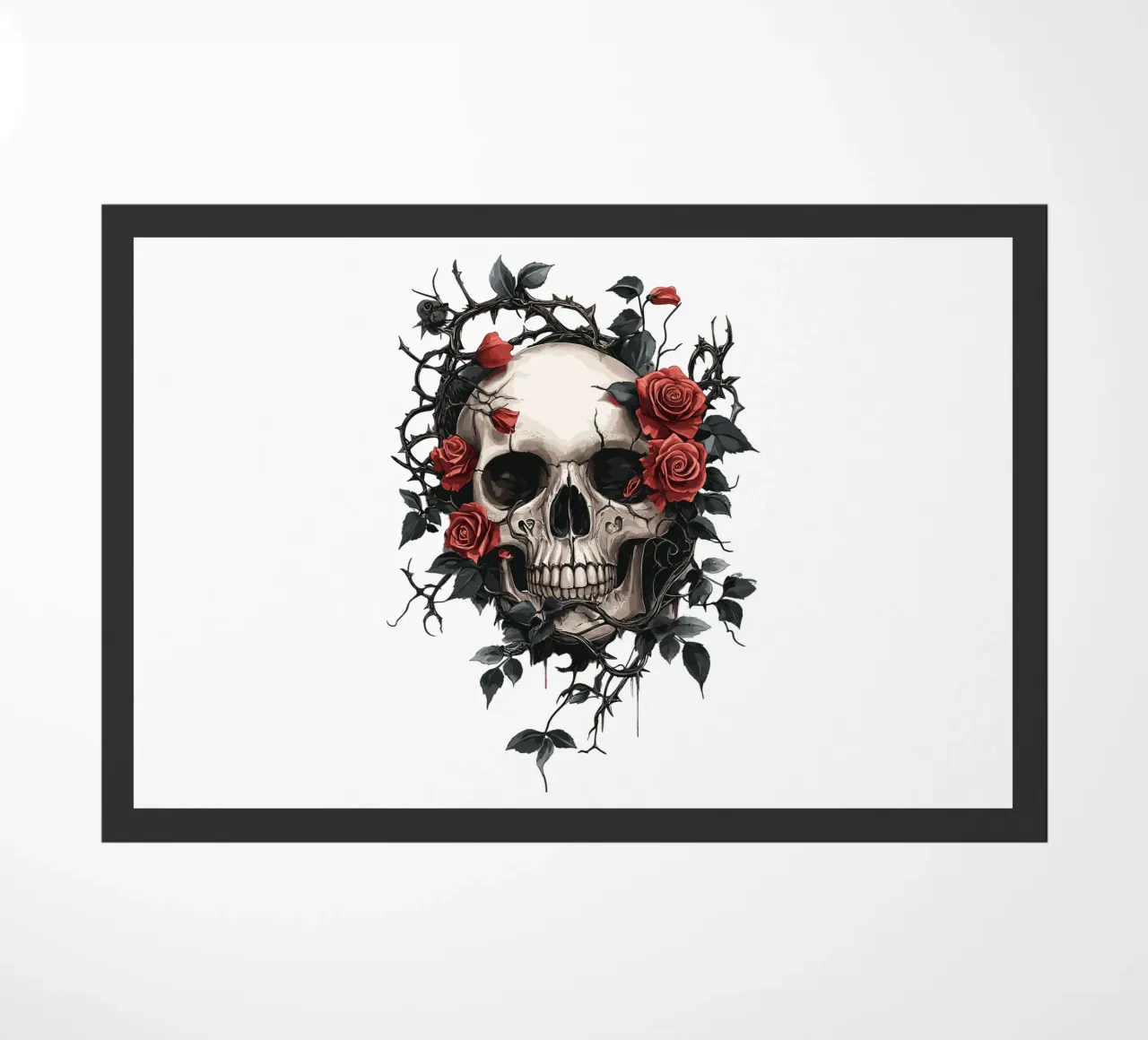 Teschio con rose rosse e spine - Gotico zerbino da pixelbull - medieval art and more