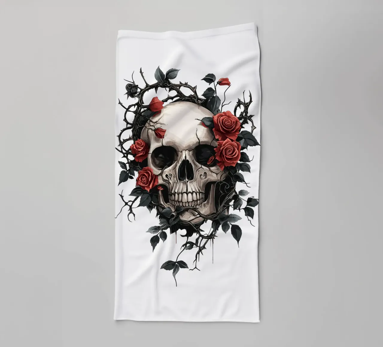 Teschio con rose rosse e spine - Gotico asciugamano da bagno da pixelbull - medieval art and more