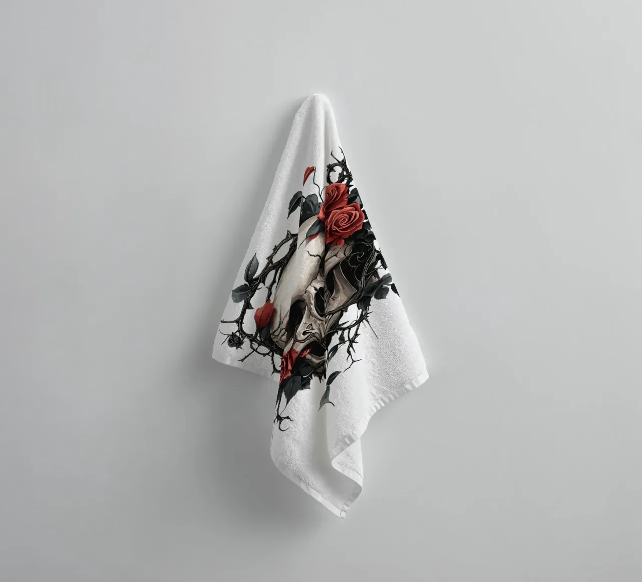Teschio con rose rosse e spine - Gotico asciugamano da bagno da pixelbull - medieval art and more