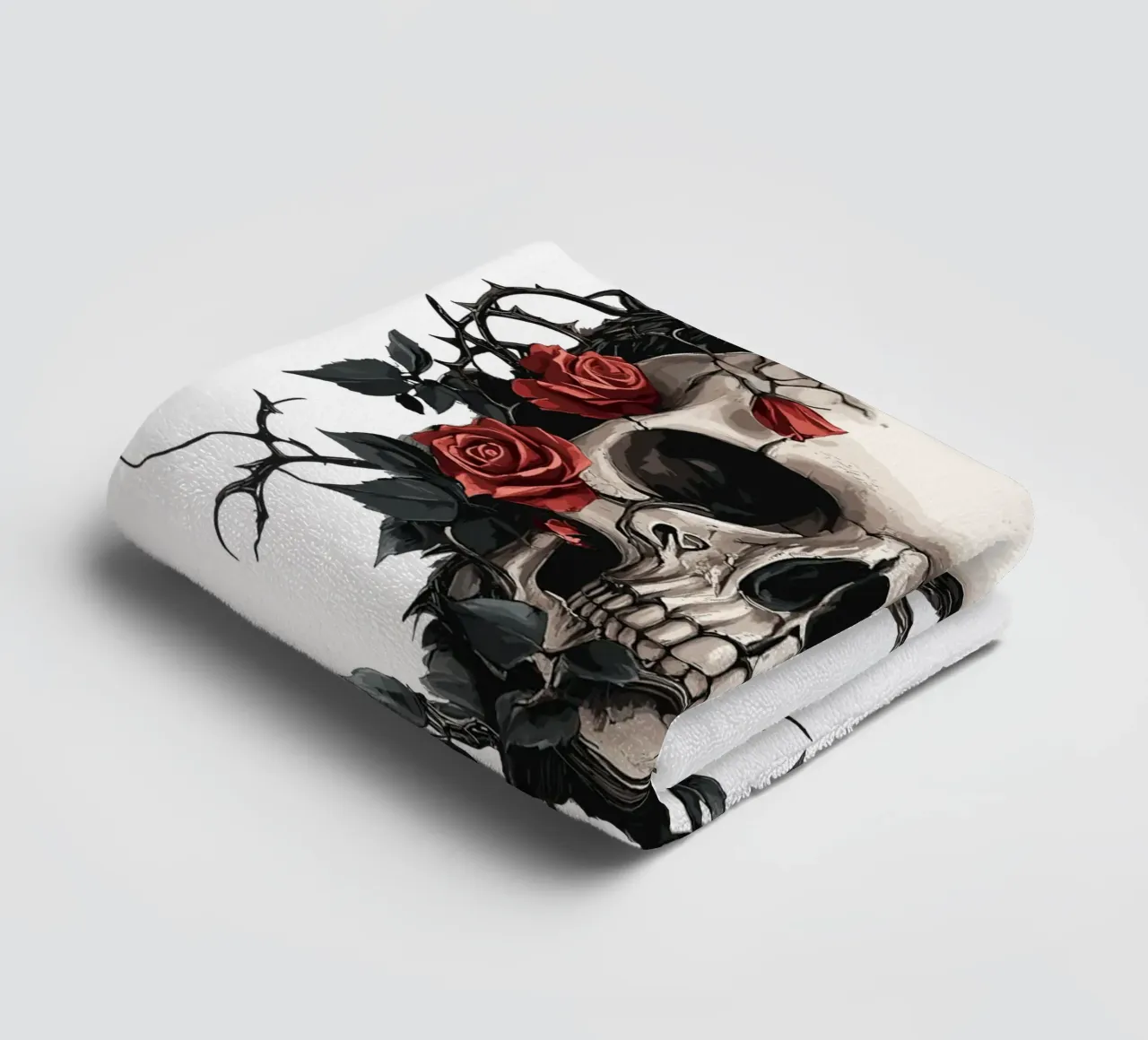Teschio con rose rosse e spine - Gotico asciugamano da bagno da pixelbull - medieval art and more
