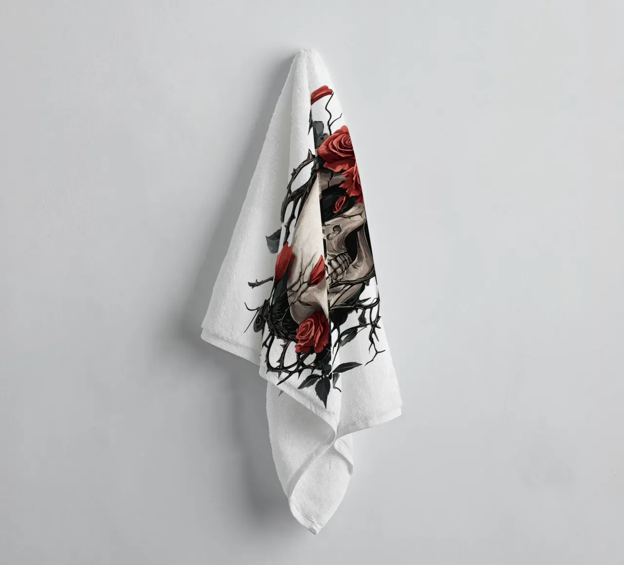 Teschio con rose rosse e spine - Gotico asciugamano da bagno da pixelbull - medieval art and more