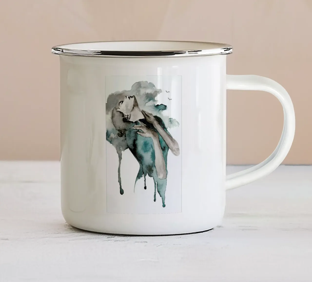Storm Clouds enamel mug by Larissa van der Laan
