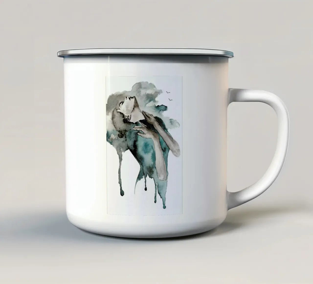 Storm Clouds enamel mug by Larissa van der Laan