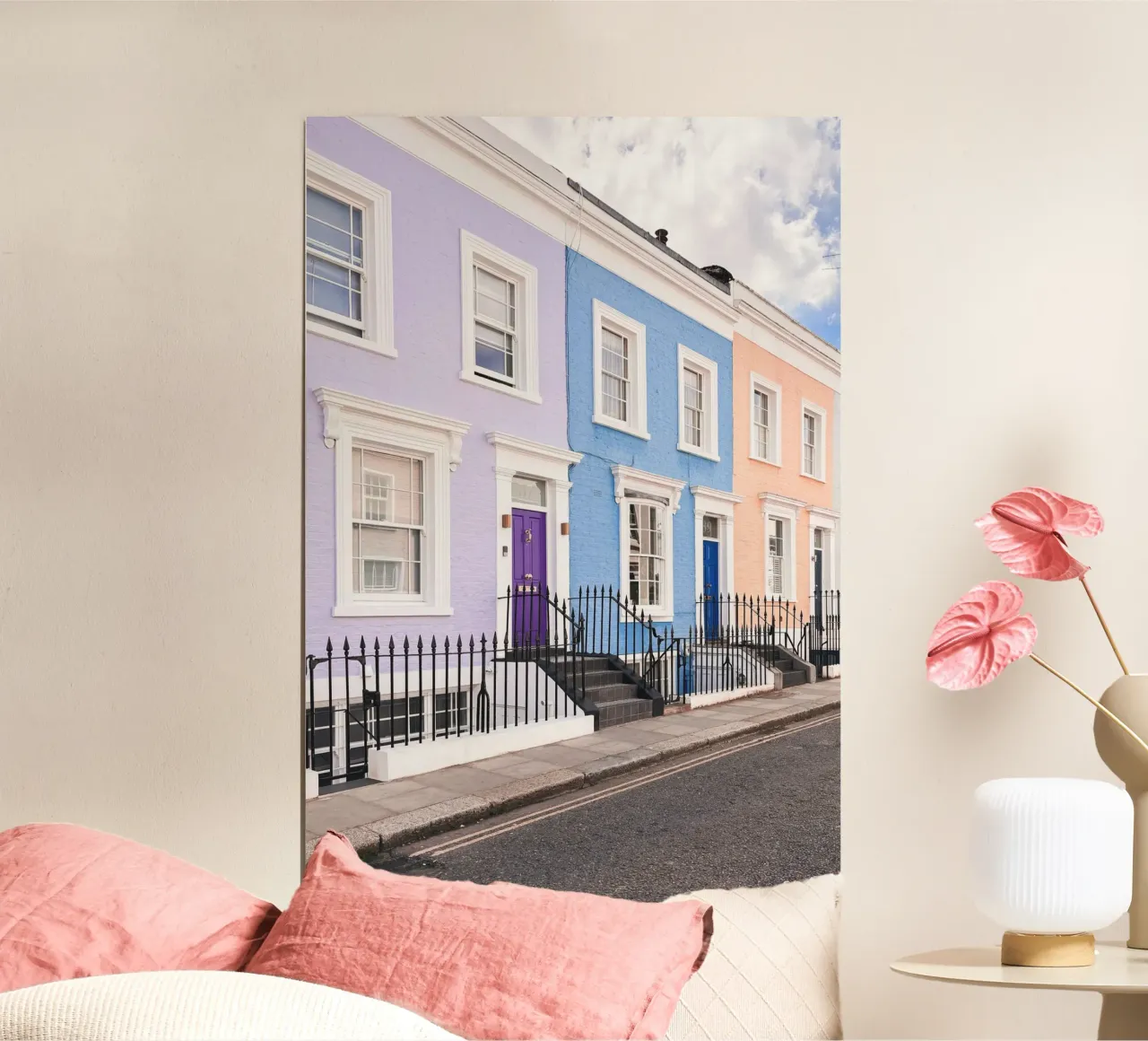 Londra, Inghilterra I Facciate di strade pastello a Notting Hill carta hahnemühle da Julie Travel Photography