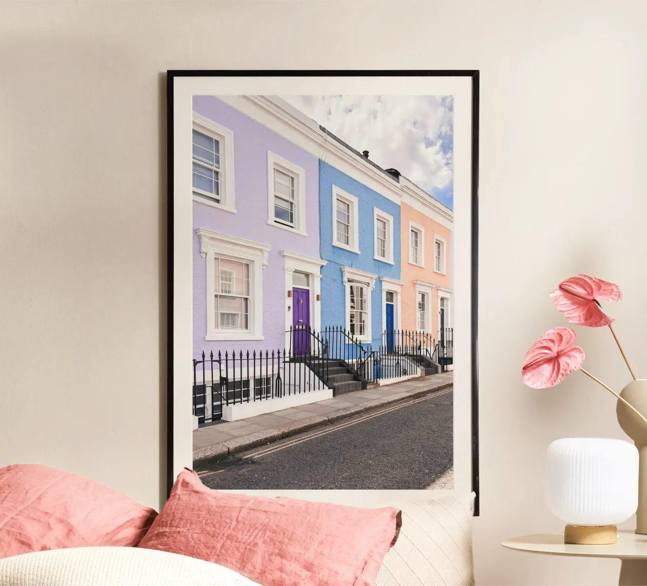 Londra, Inghilterra I Facciate di strade pastello a Notting Hill carta hahnemühle da Julie Travel Photography