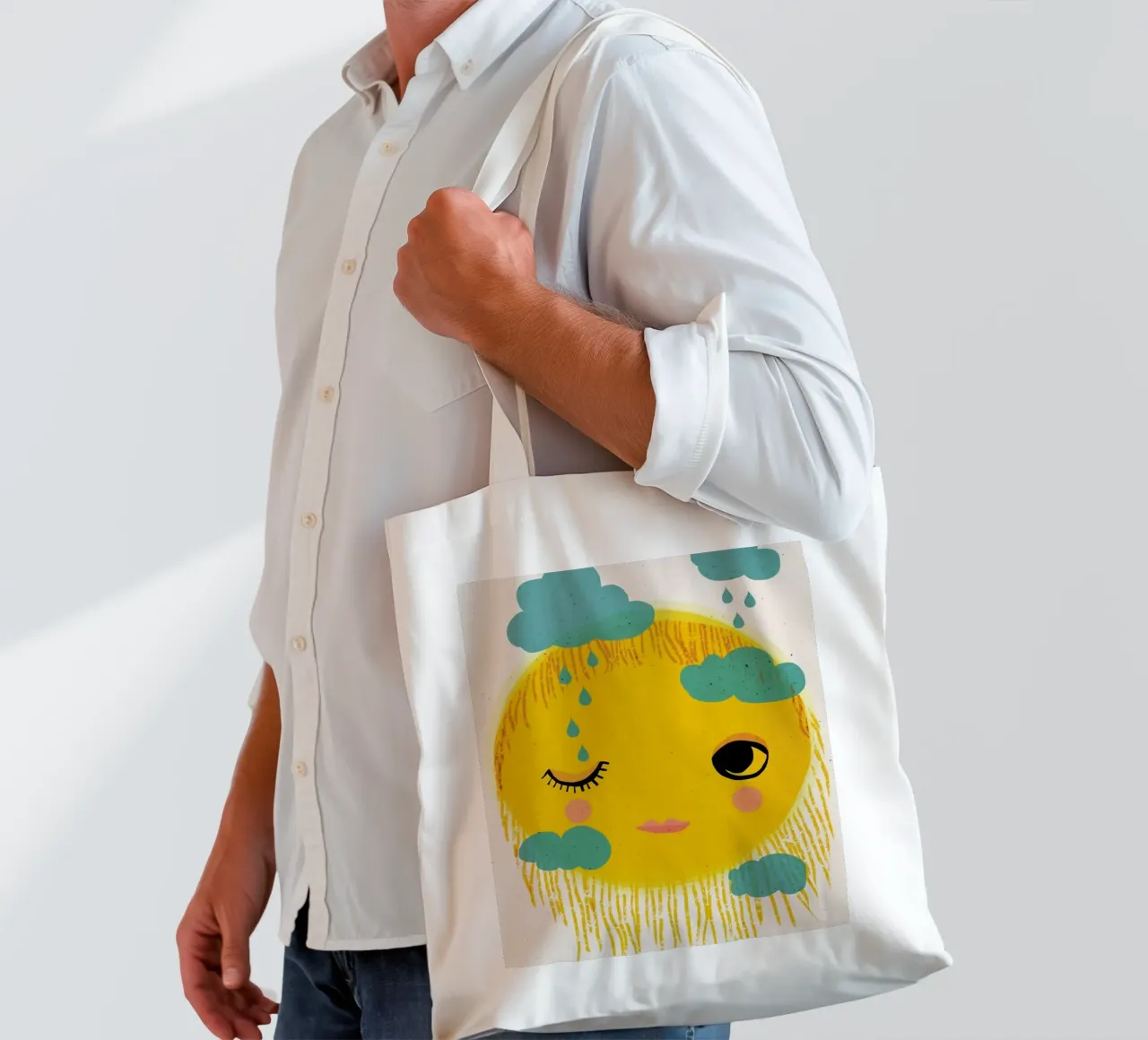 Sun And Rain borsa in juta da treechild