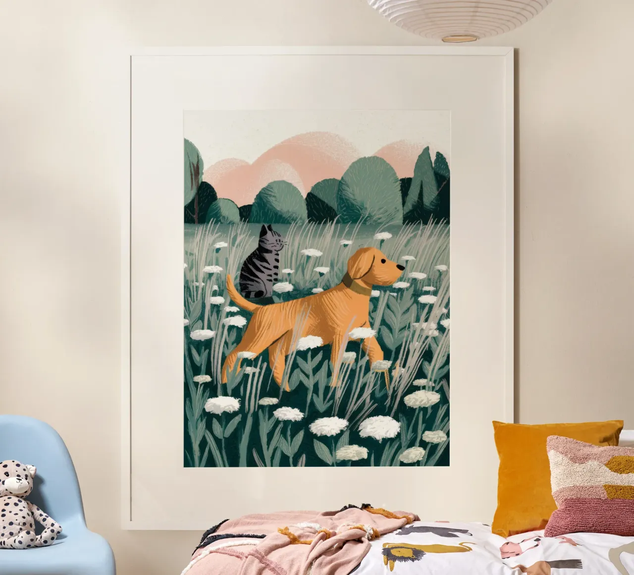 Wiese Wanderers Glück Poster mit Aluminium Rahmen von Timeless Huse