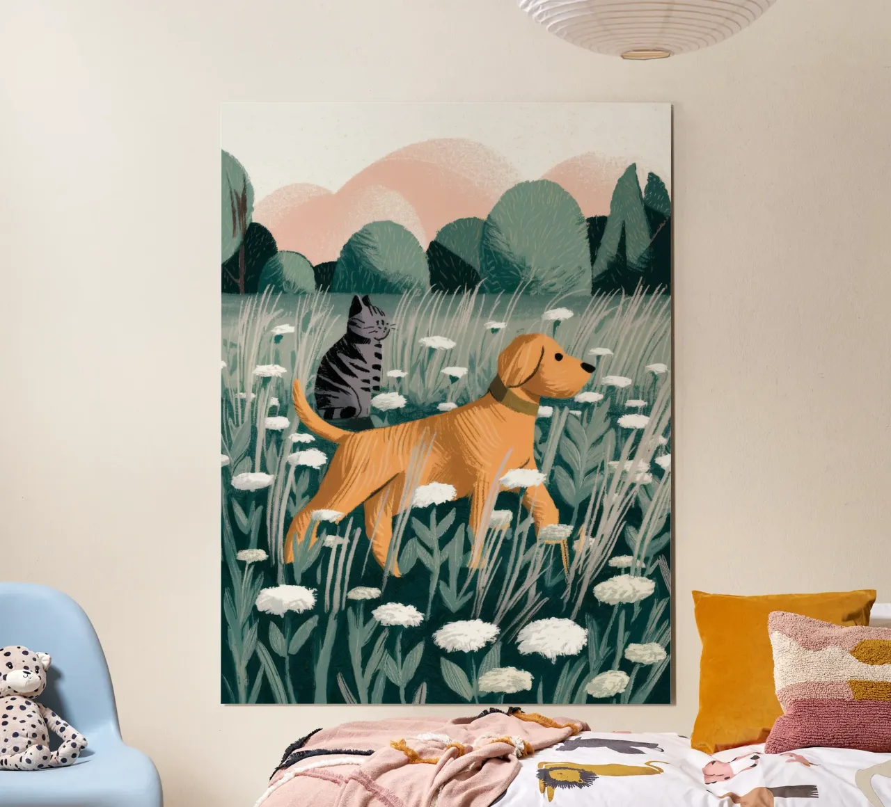 Wiese Wanderers Glück Poster mit Aluminium Rahmen von Timeless Huse
