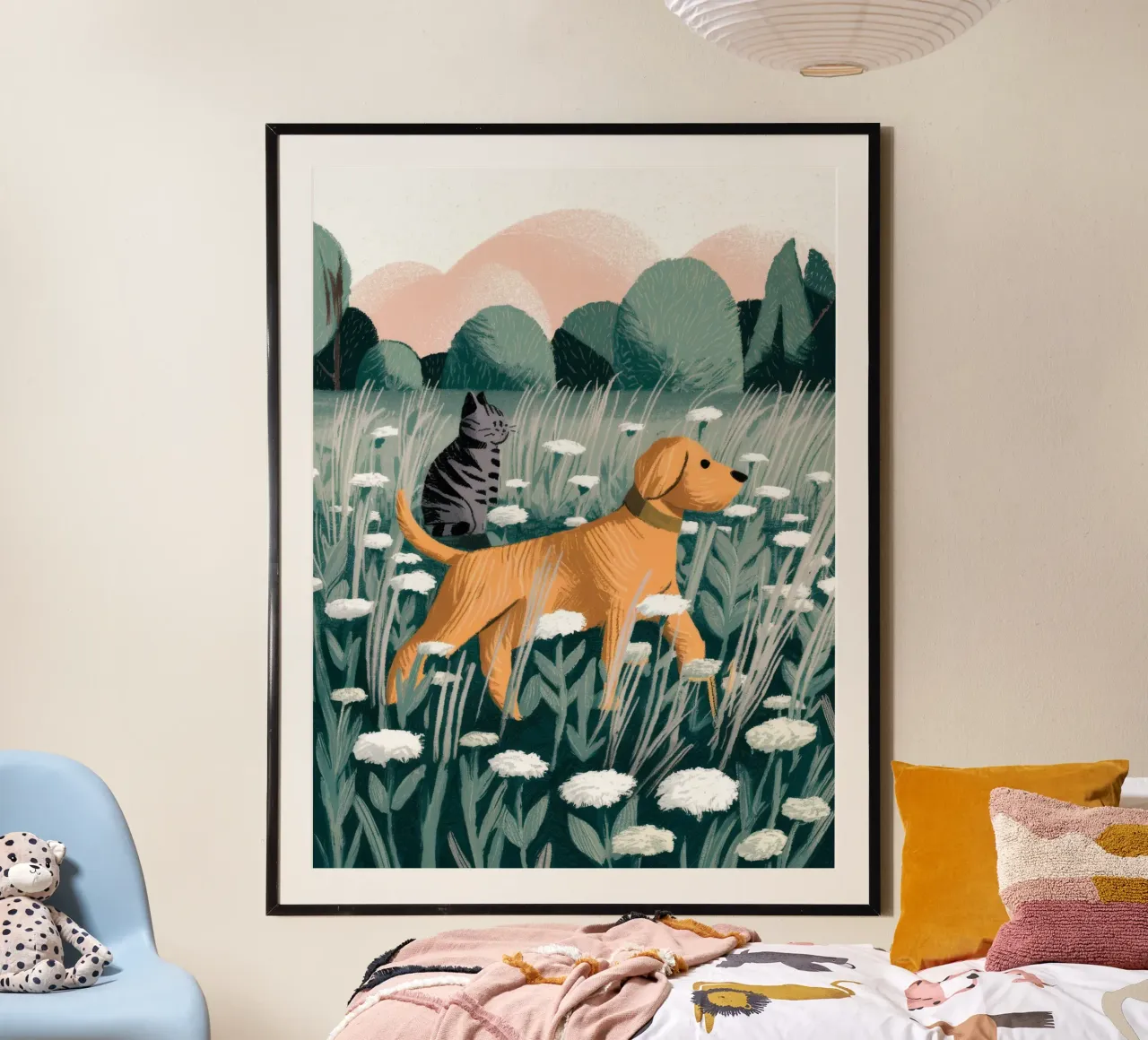 Wiese Wanderers Glück Poster mit Aluminium Rahmen von Timeless Huse