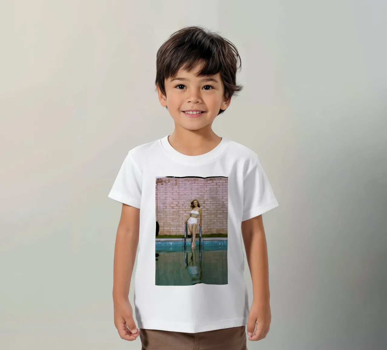 Young Marilyn Monroe Poolside I kids t-shirt by Gallery Print and Art Limited