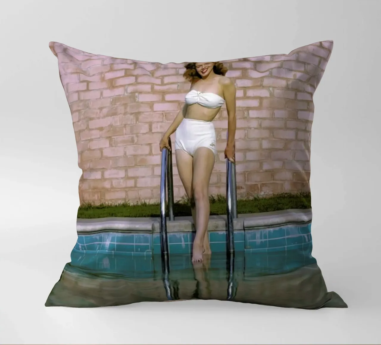 Young Marilyn Monroe Poolside I decorative cushion by Gallery Print and Art Limited