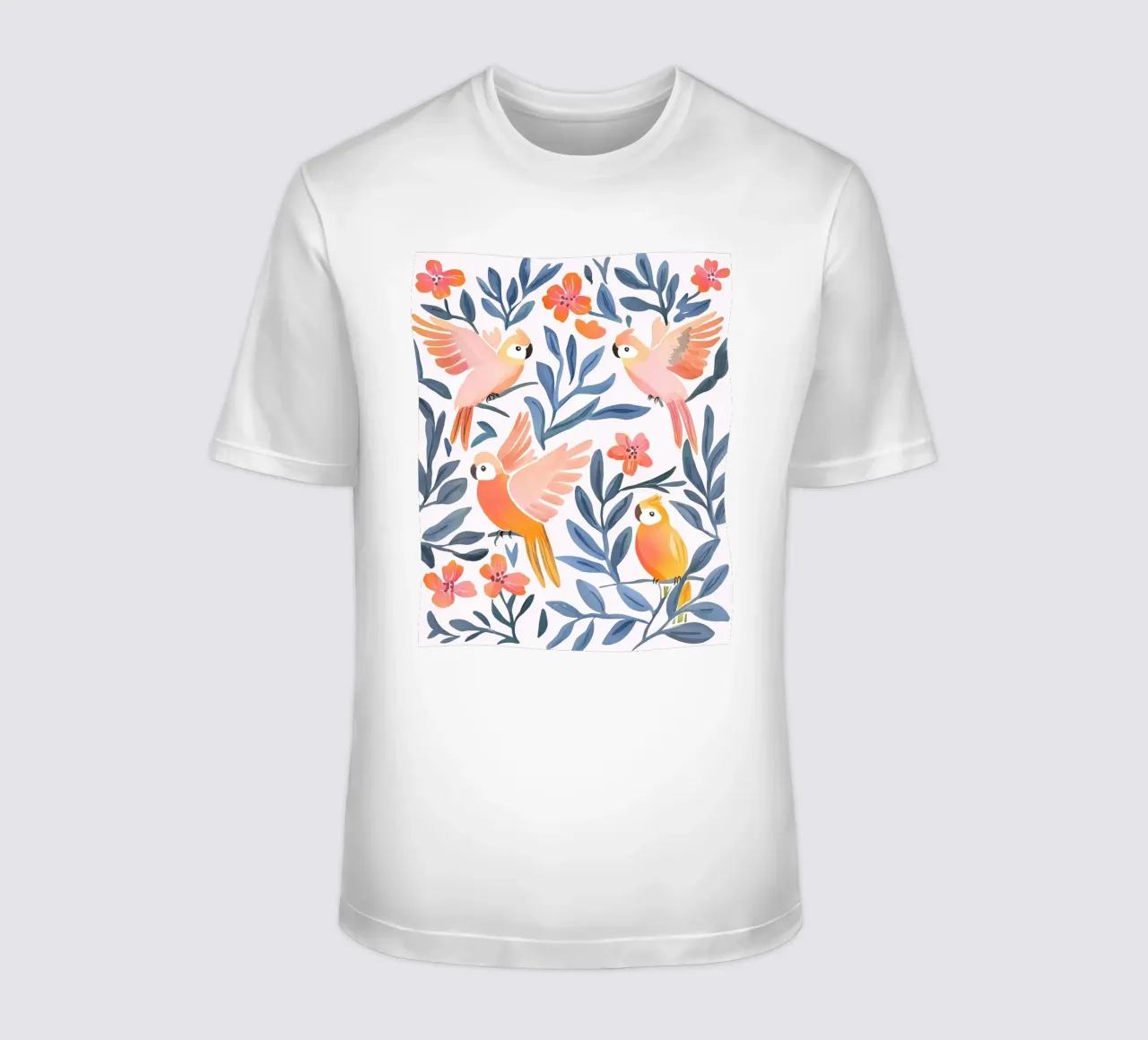 Pappagallo Cacatua Uccello Animale Tropicale Botanico Pianta Boho t-shirt da Gentle Echoes Art