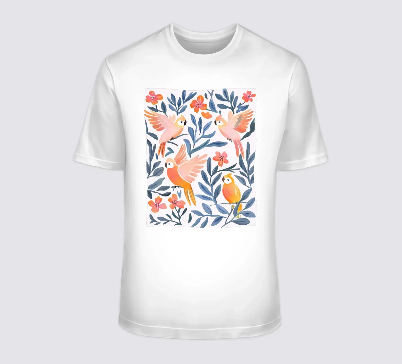 Pappagallo Cacatua Uccello Animale Tropicale Botanico Pianta Boho t-shirt da Gentle Echoes Art