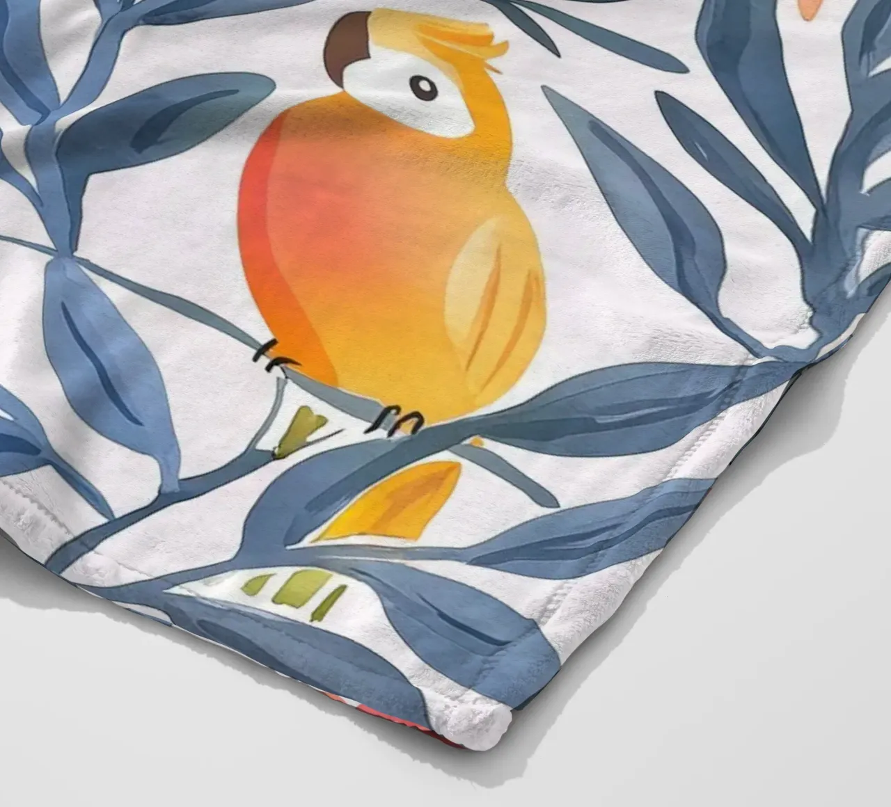 Pappagallo Cacatua Uccello Animale Tropicale Botanico Pianta Boho coperta in pile da Gentle Echoes Art