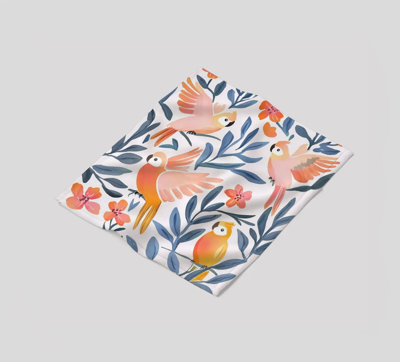 Pappagallo Cacatua Uccello Animale Tropicale Botanico Pianta Boho coperta in pile da Gentle Echoes Art