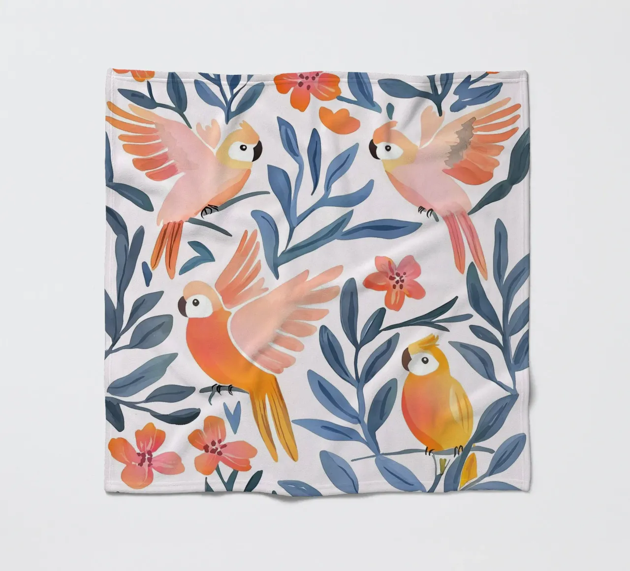 Pappagallo Cacatua Uccello Animale Tropicale Botanico Pianta Boho coperta in pile da Gentle Echoes Art