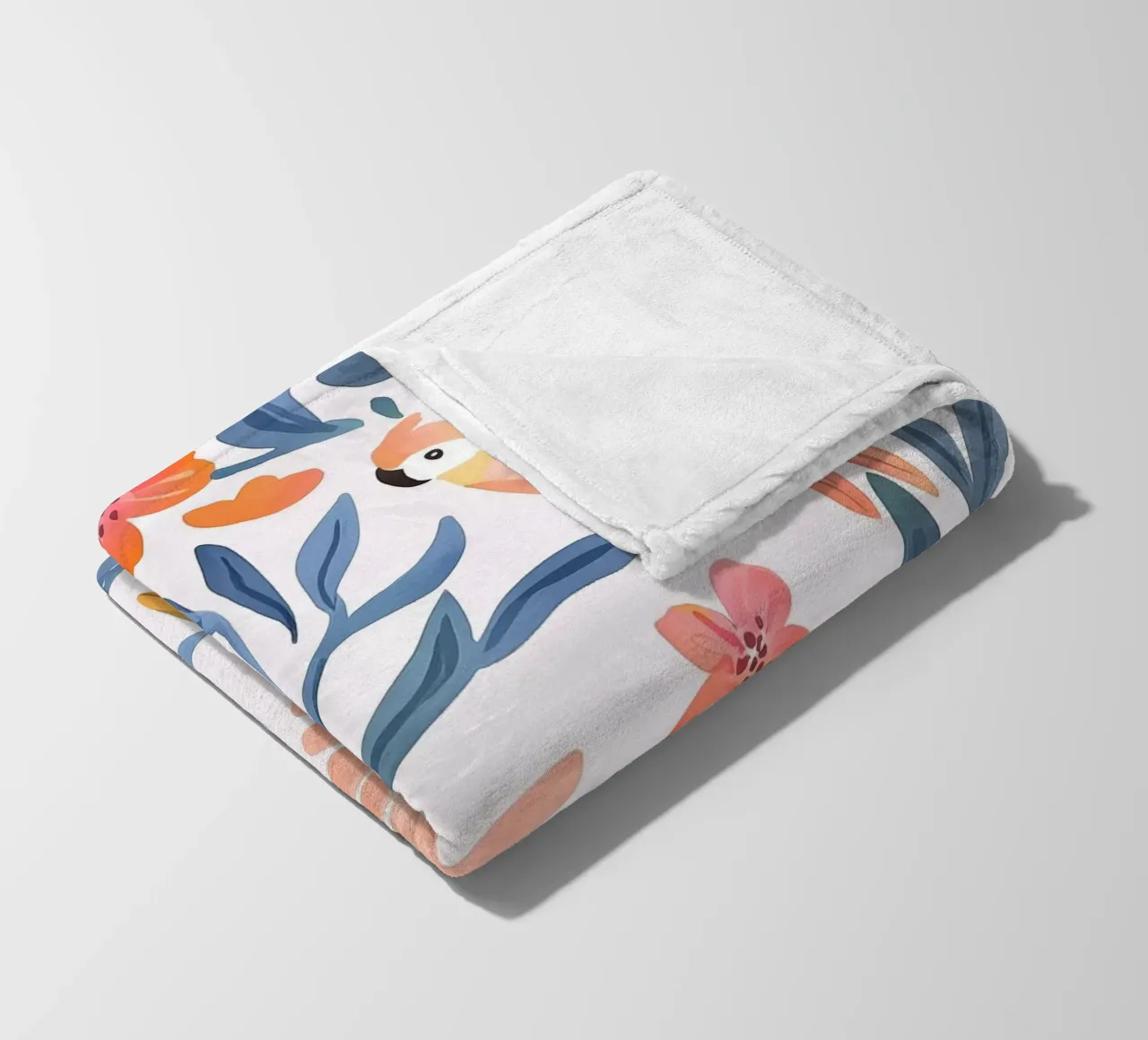 Pappagallo Cacatua Uccello Animale Tropicale Botanico Pianta Boho coperta in pile da Gentle Echoes Art