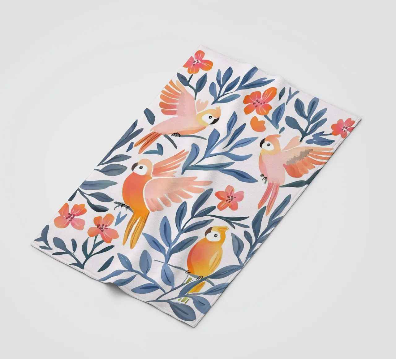 Pappagallo Cacatua Uccello Animale Tropicale Botanico Pianta Boho coperta in pile da Gentle Echoes Art