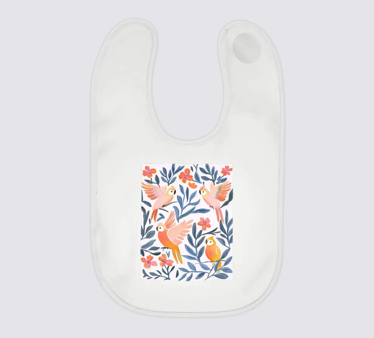 Pappagallo Cacatua Uccello Animale Tropicale Botanico Pianta Boho bavaglino da Gentle Echoes Art