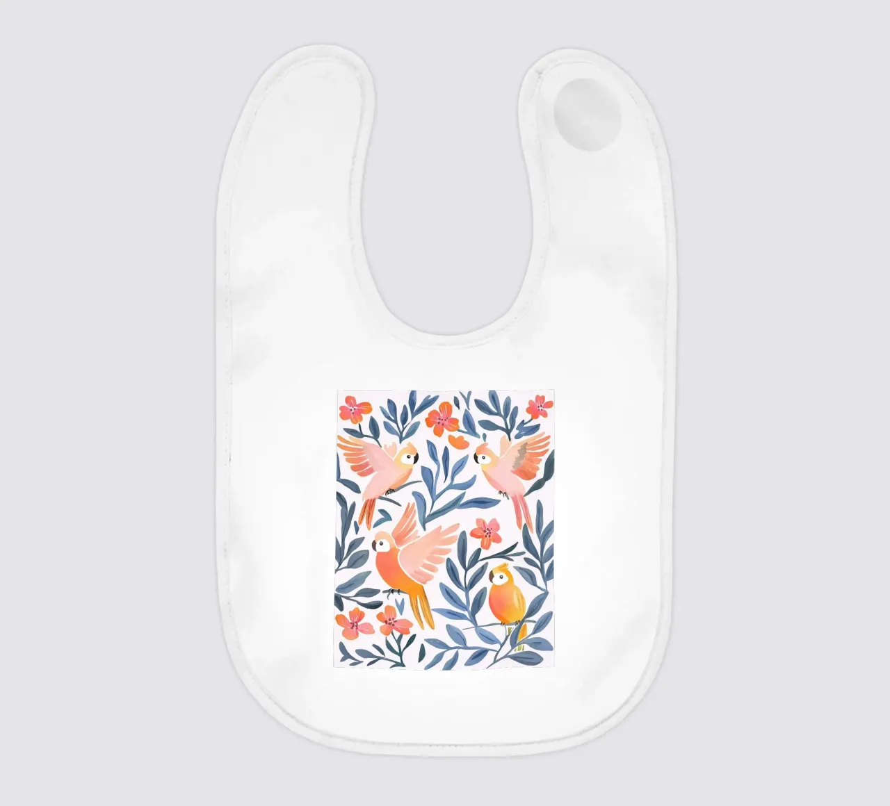 Pappagallo Cacatua Uccello Animale Tropicale Botanico Pianta Boho bavaglino da Gentle Echoes Art