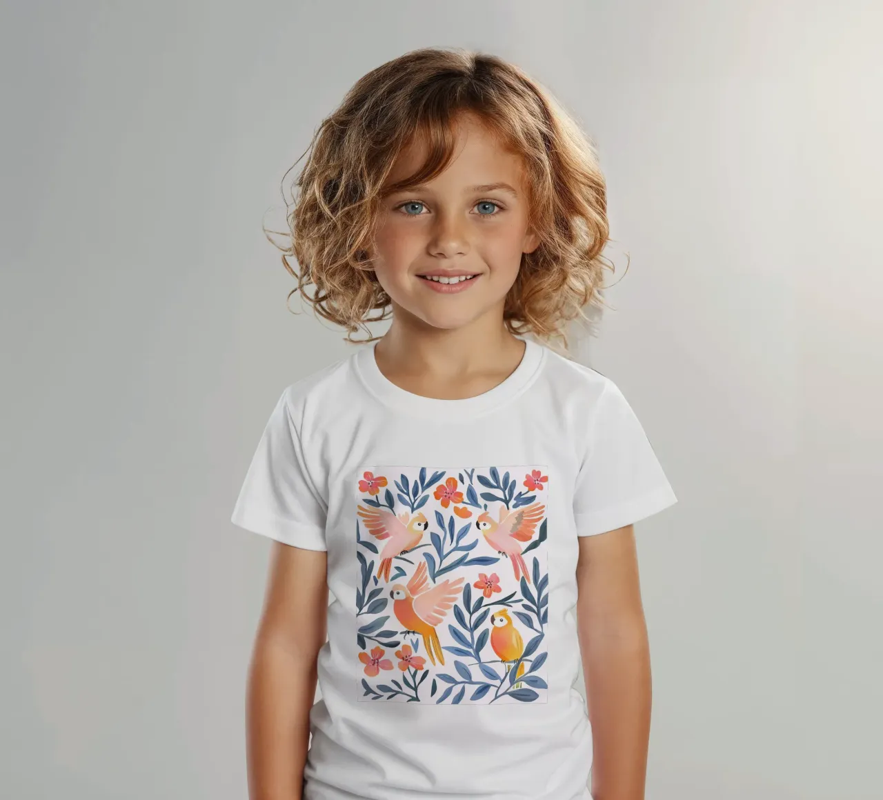 Papegaai Kaketoe Vogel Tropisch Dier Botanisch Boho Plant kinder t-shirt van Gentle Echoes Art