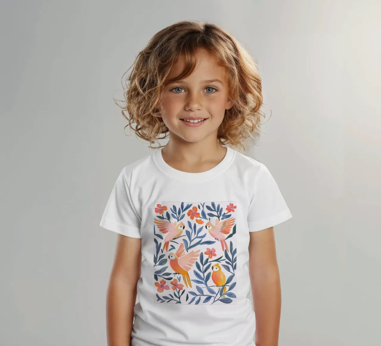 Pappagallo Cacatua Uccello Animale Tropicale Botanico Pianta Boho t-shirt bambini da Gentle Echoes Art