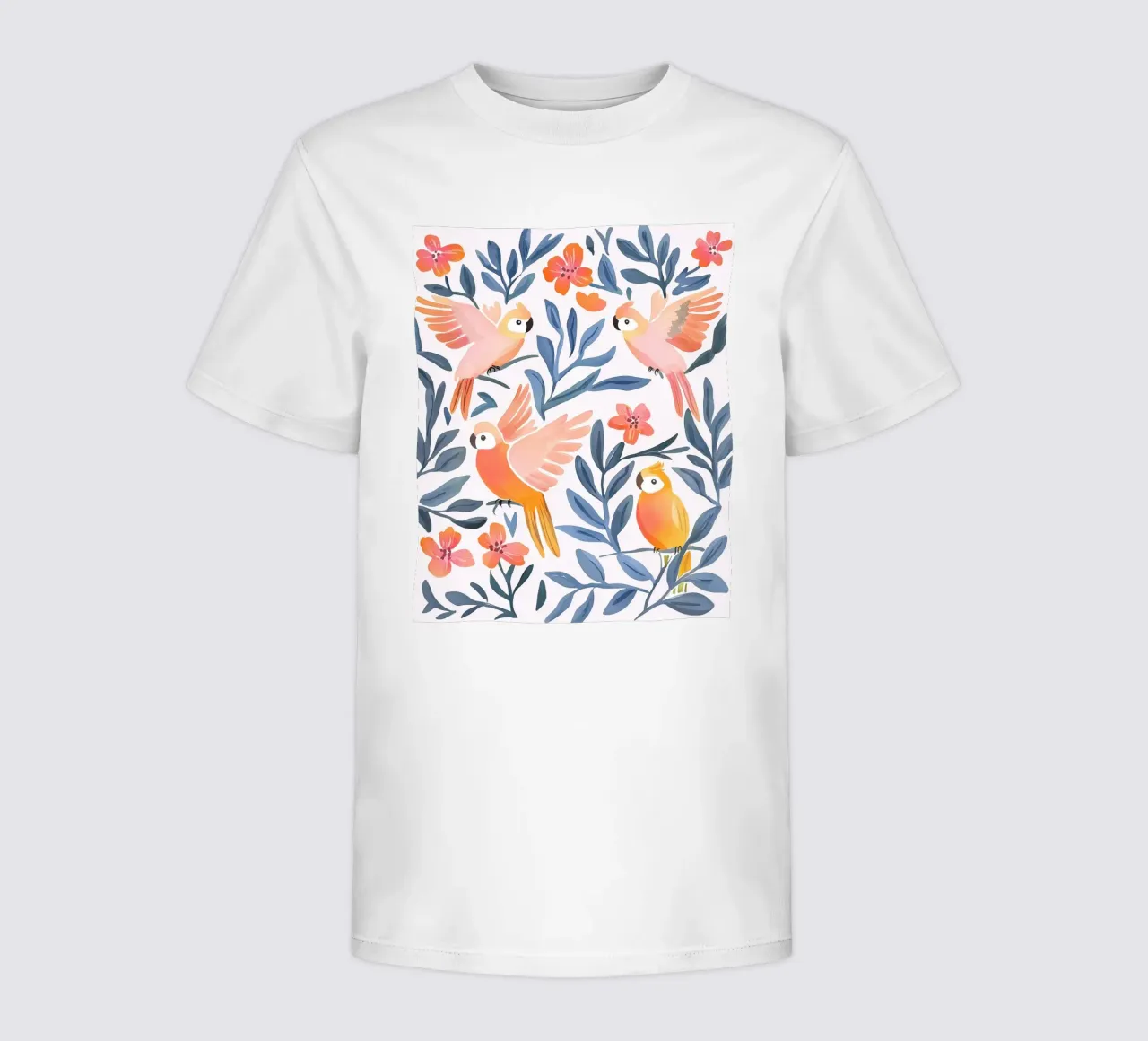 Papegaai Kaketoe Vogel Tropisch Dier Botanisch Boho Plant kinder t-shirt van Gentle Echoes Art