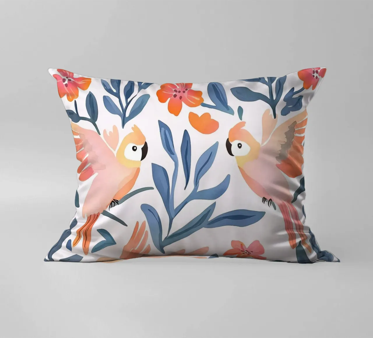 Pappagallo Cacatua Uccello Animale Tropicale Botanico Pianta Boho cuscino da Gentle Echoes Art