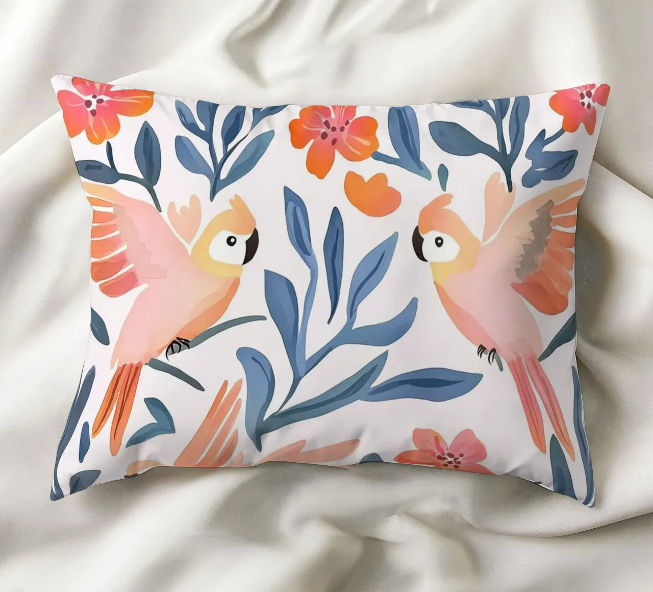 Pappagallo Cacatua Uccello Animale Tropicale Botanico Pianta Boho cuscino da Gentle Echoes Art