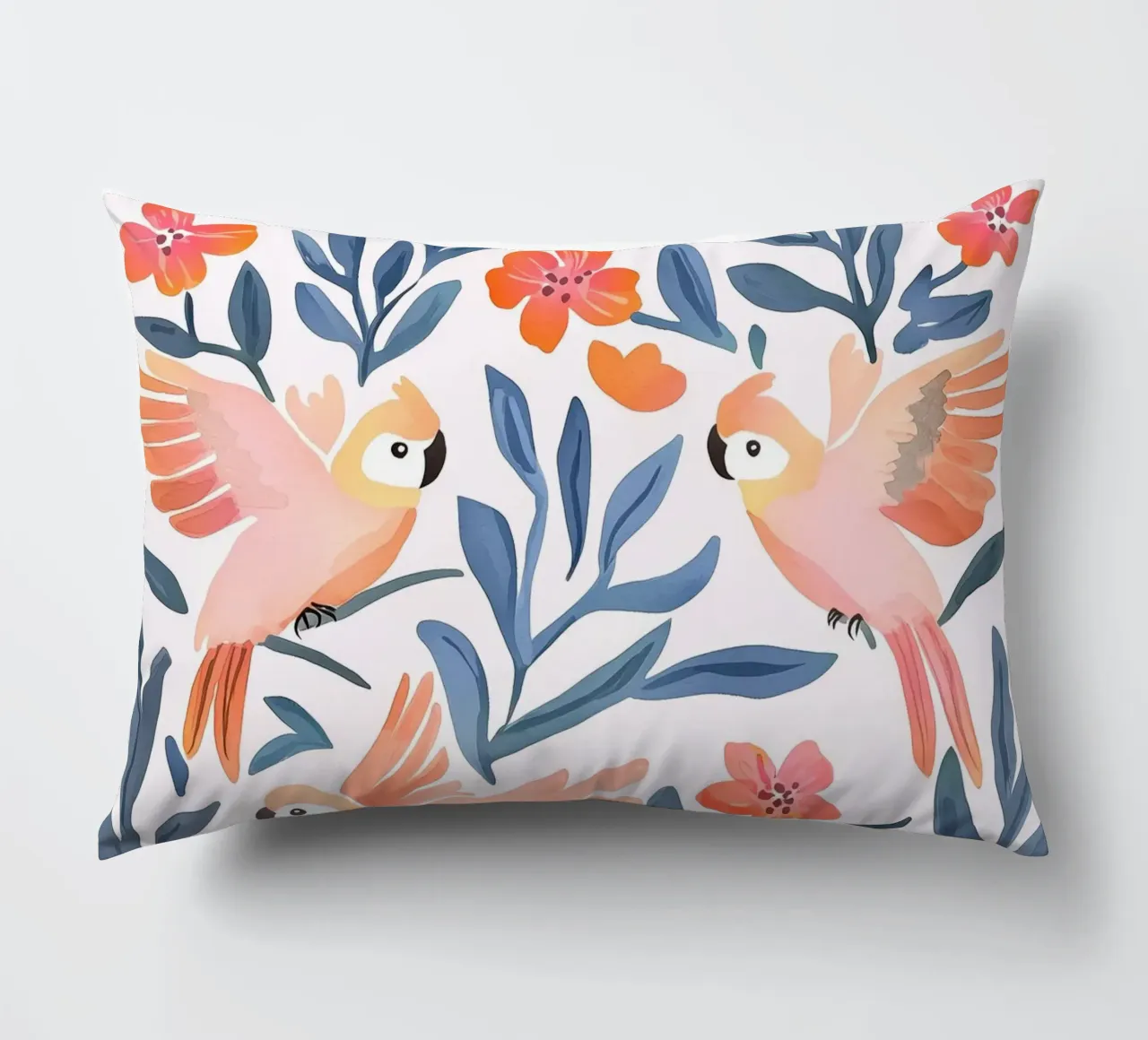 Pappagallo Cacatua Uccello Animale Tropicale Botanico Pianta Boho cuscino da Gentle Echoes Art