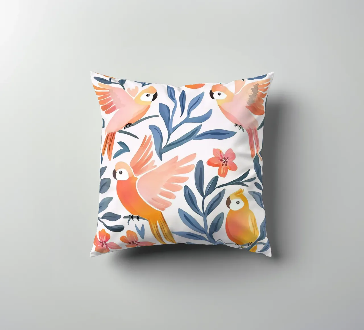 Pappagallo Cacatua Uccello Animale Tropicale Botanico Pianta Boho cuscino da Gentle Echoes Art