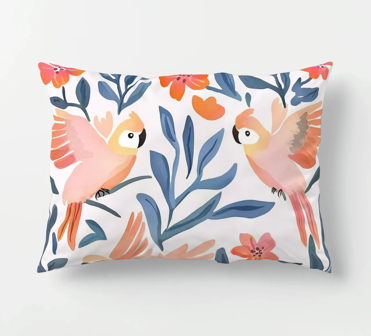 Pappagallo Cacatua Uccello Animale Tropicale Botanico Pianta Boho cuscino da Gentle Echoes Art