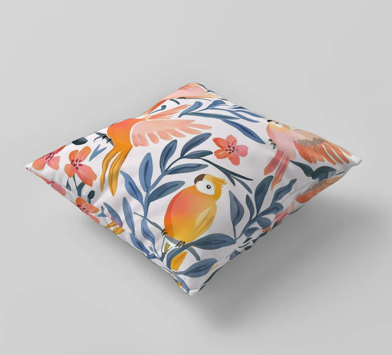 Pappagallo Cacatua Uccello Animale Tropicale Botanico Pianta Boho cuscino da Gentle Echoes Art