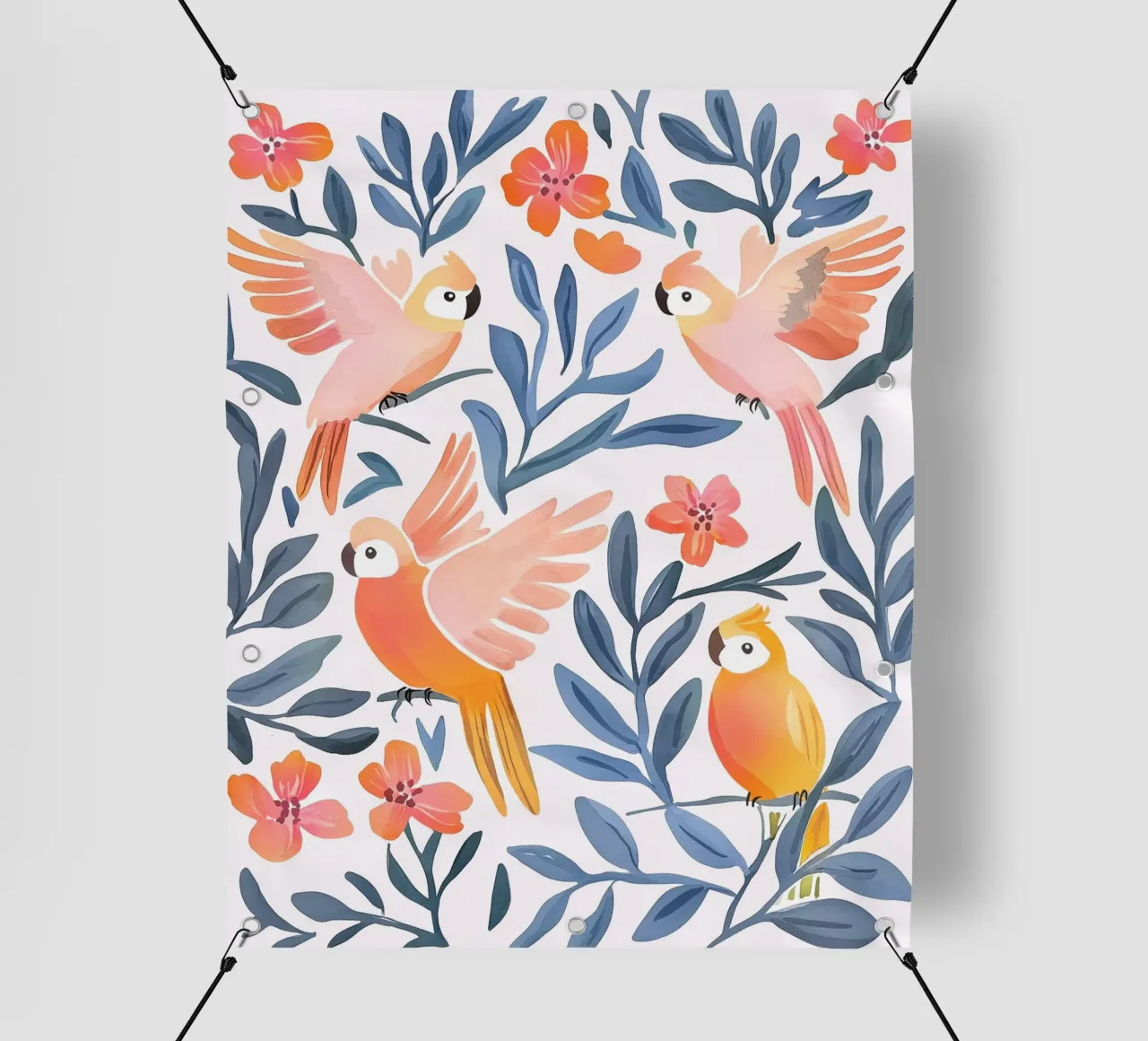 Pappagallo Cacatua Uccello Animale Tropicale Botanico Pianta Boho telo in pvc da Gentle Echoes Art