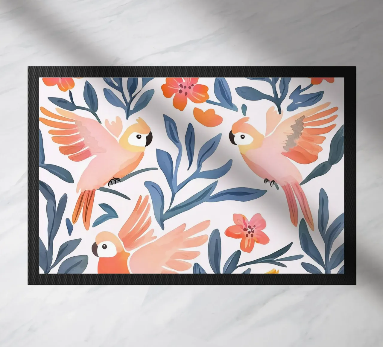 Pappagallo Cacatua Uccello Animale Tropicale Botanico Pianta Boho zerbino da Gentle Echoes Art