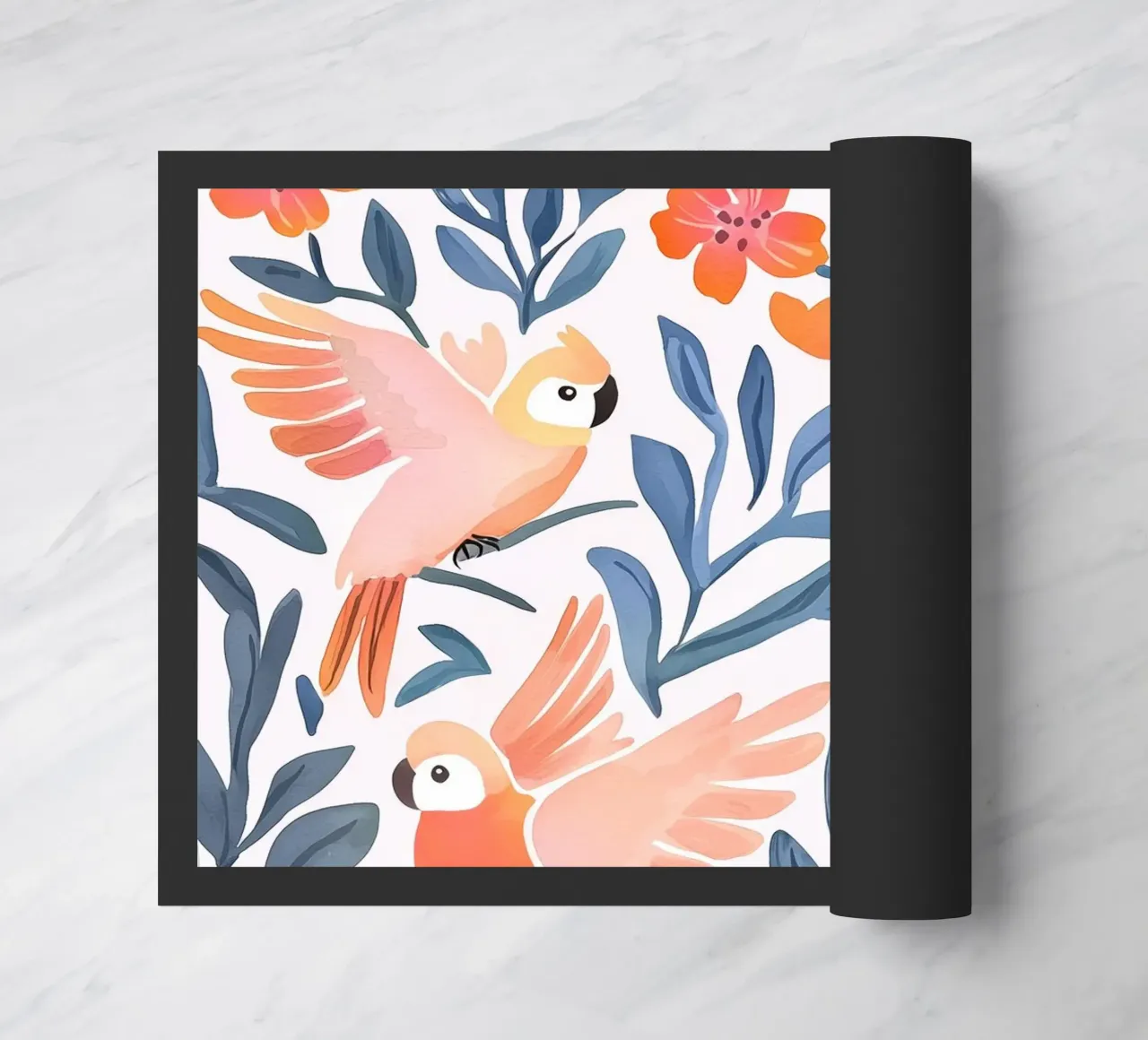 Pappagallo Cacatua Uccello Animale Tropicale Botanico Pianta Boho zerbino da Gentle Echoes Art