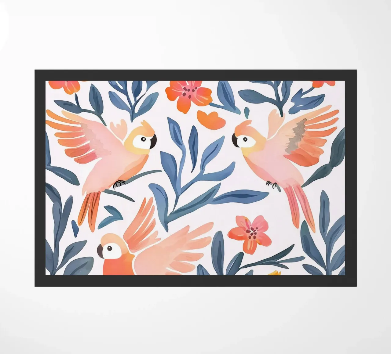 Pappagallo Cacatua Uccello Animale Tropicale Botanico Pianta Boho zerbino da Gentle Echoes Art