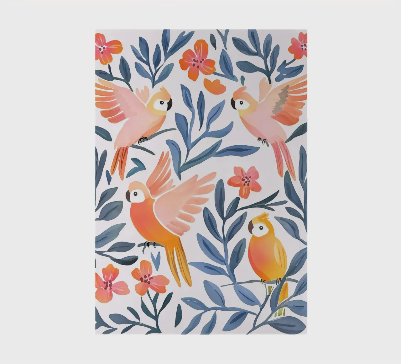 Pappagallo Cacatua Uccello Animale Tropicale Botanico Pianta Boho diario da Gentle Echoes Art